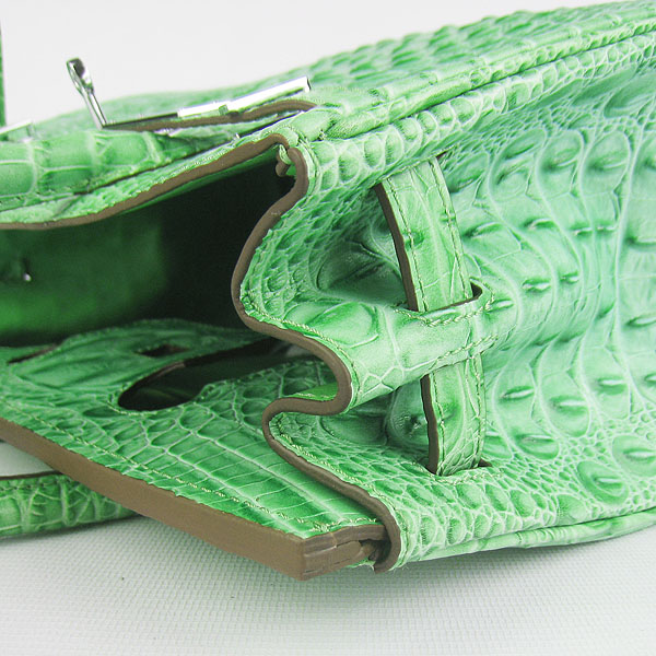 Replica Hermes Birkin 30CM Crocodile Head Veins Bag Green 6088 On Sale